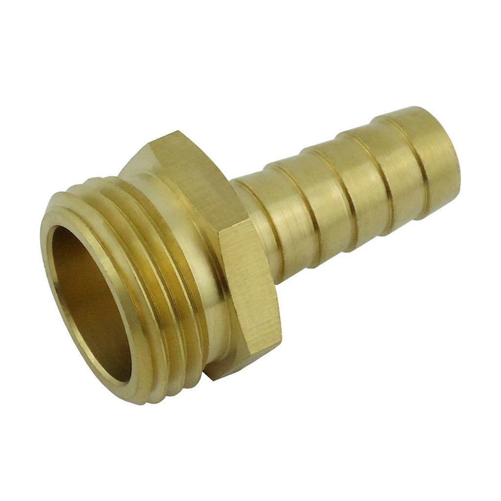 Hose Stem, 1/2" B x 3/4" Male Pipe Thread Brass