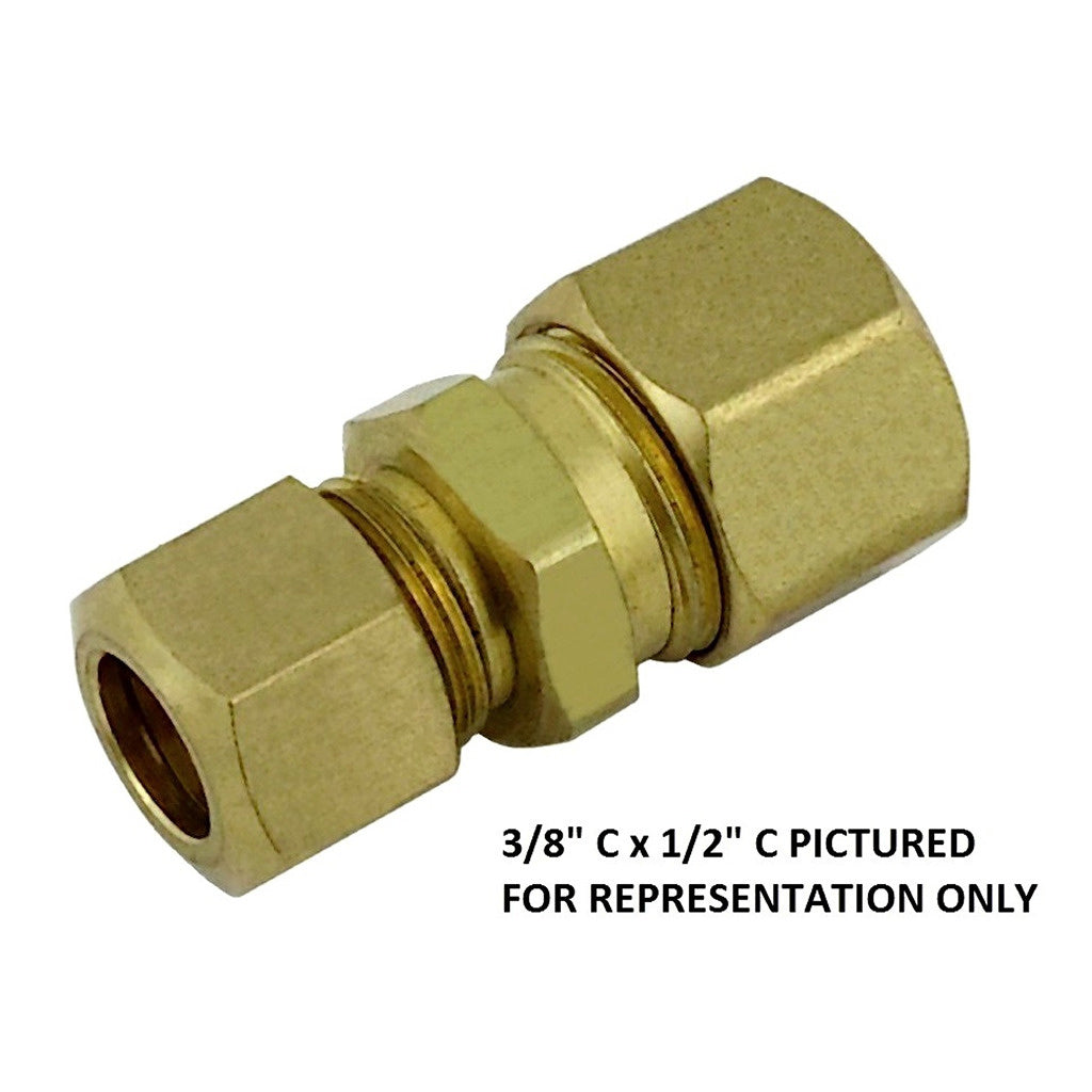 Compression Union, 1/4" C x 3/8" C Brass