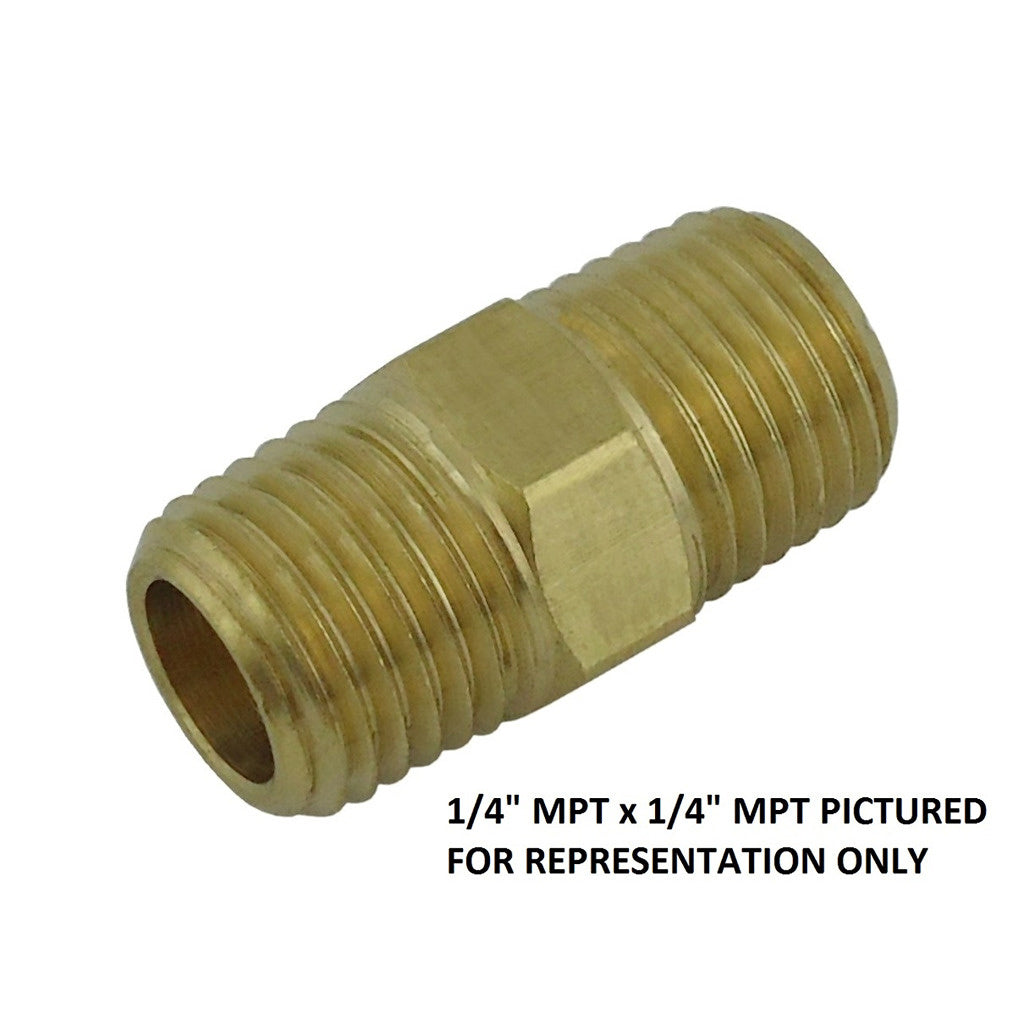 Hex Nipple, 1/8" Male Pipe Thread x 1/8" Male Pipe Thread Brass