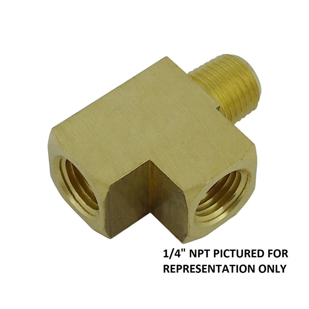 Street Tee, 3/8" Female Pipe Thread x 3/8" Male Pipe Thread x 3/8" Female Pipe Thread, Brass