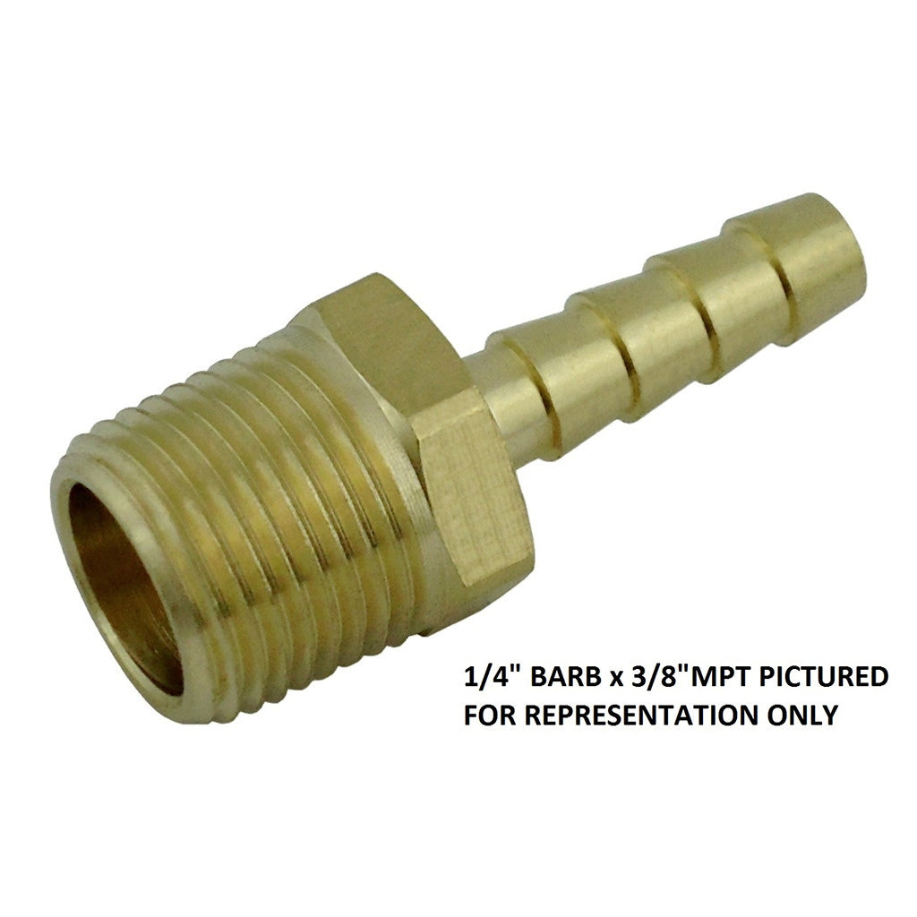 Hose Stem, 5/16" B x 3/8" Male Pipe Thread Brass
