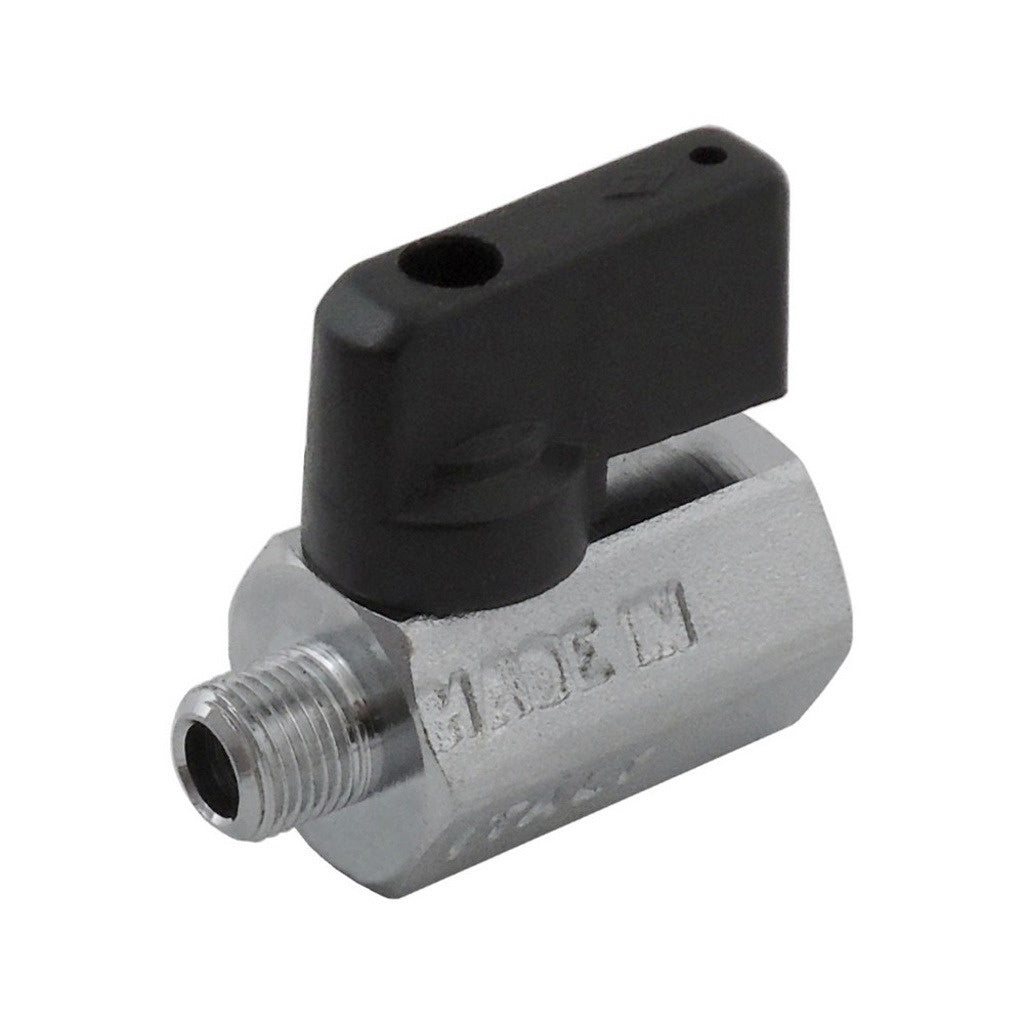 Ball Valve, 1/8" Male Pipe Thread x 1/8" Female Pipe Thread Plated Brass