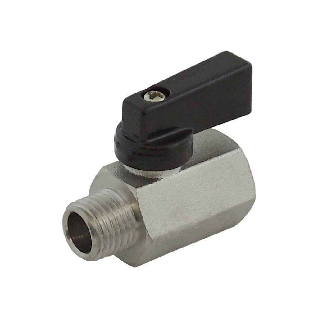 Ball Valve, 1/4" Male Pipe Thread x 1/4" Female Pipe Thread Plated Brass