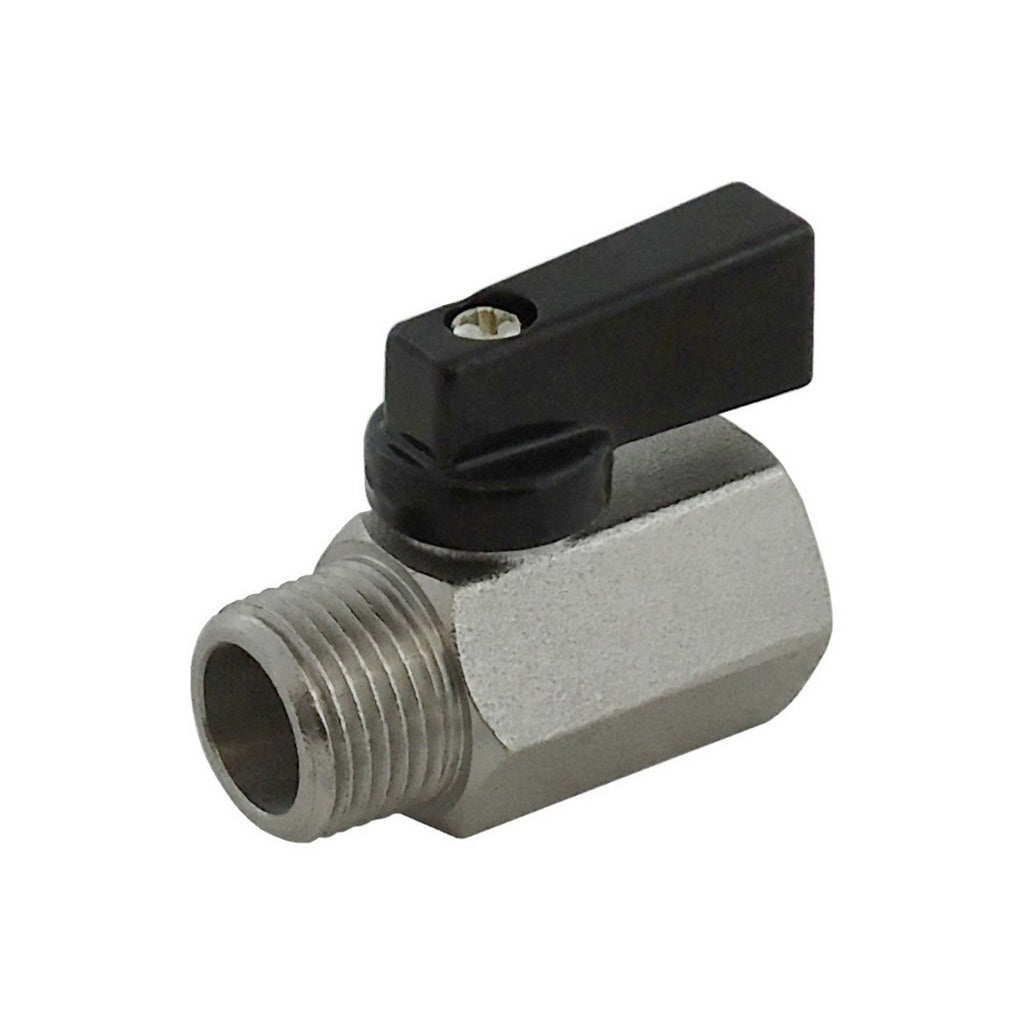 Ball Valve, 3/8" Male Pipe Thread x 3/8" Female Pipe Thread Plated Brass