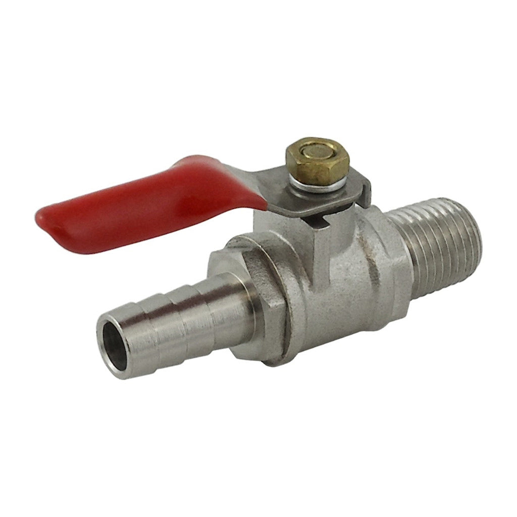 Ball Valve, 1/4" Male Pipe Thread x 3/8" B-No Check Valve Plated Brass