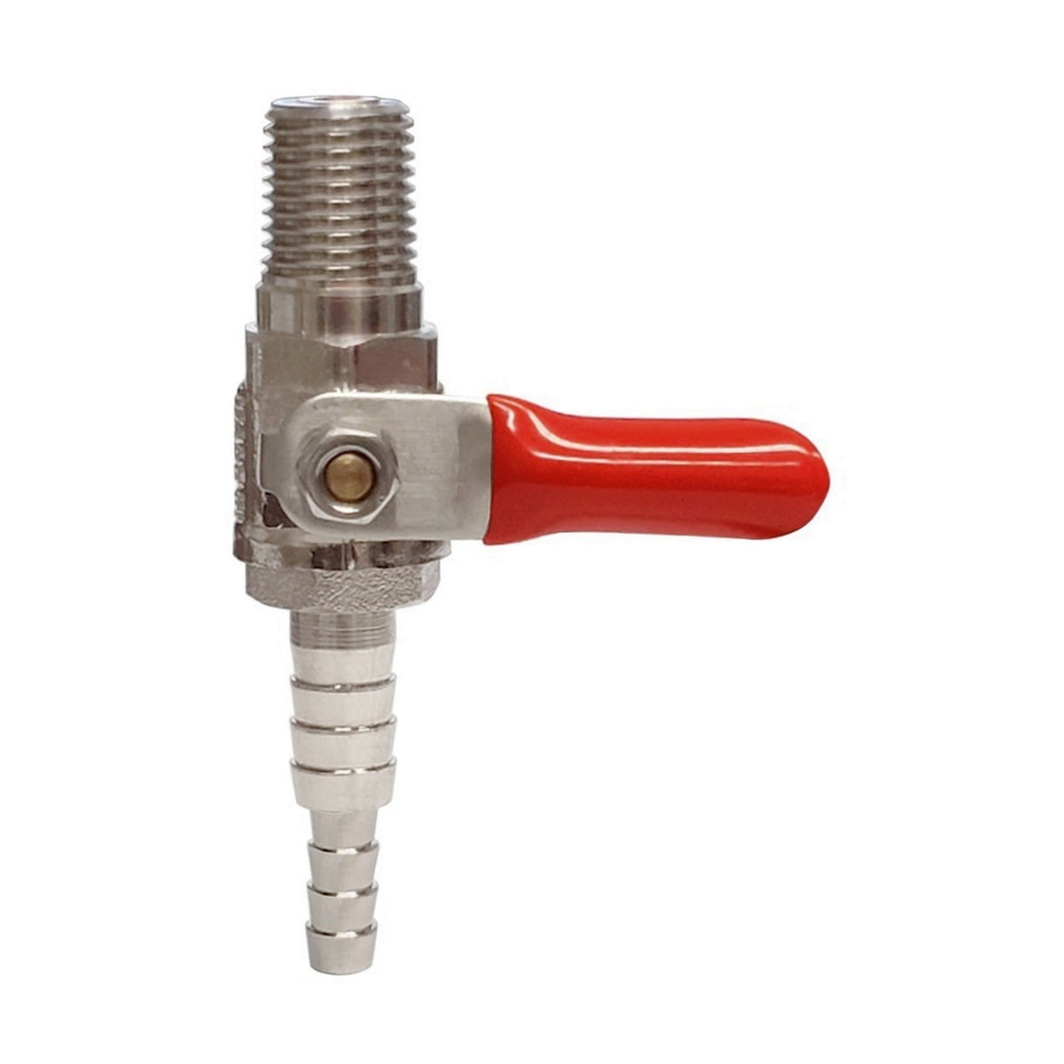 Ball Valve, 1/4" Male Pipe Thread > 1/4" B & 3/8" B with Check Valve Pb