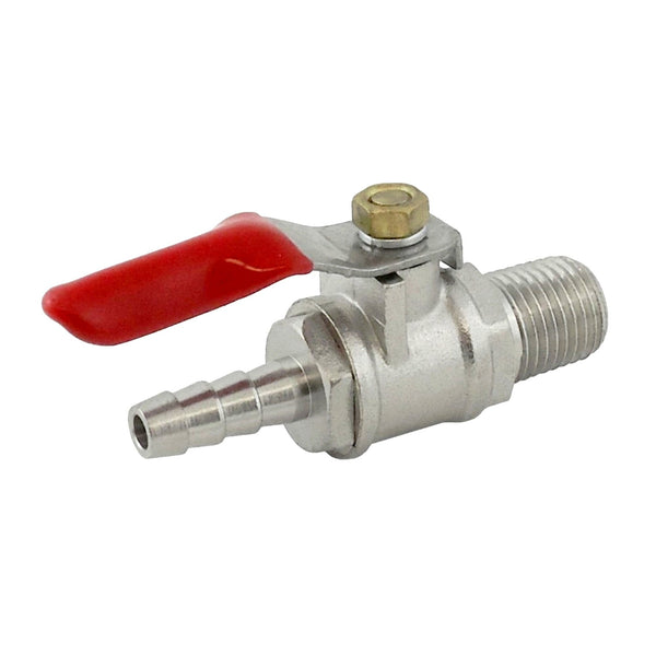 Ball Valve, 1/4" Male Pipe Thread > 1/4" B with Check Valve Plated Brass