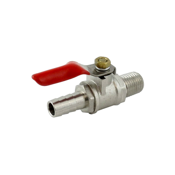 Ball Valve, 1/4" Male Pipe Thread > 3/8" B with Check Valve Plated Brass
