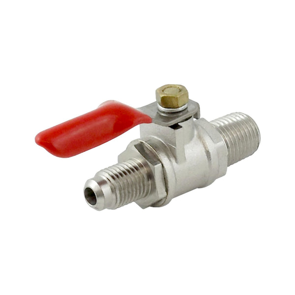 Ball Valve, 1/4" Male Pipe Thread > 1/4" Male Flare-No Check Valve Plated Brass