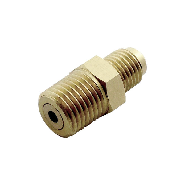 Adapter, 1/4" Male Pipe Thread > 1/4" Male Flare with Check Valve Brass