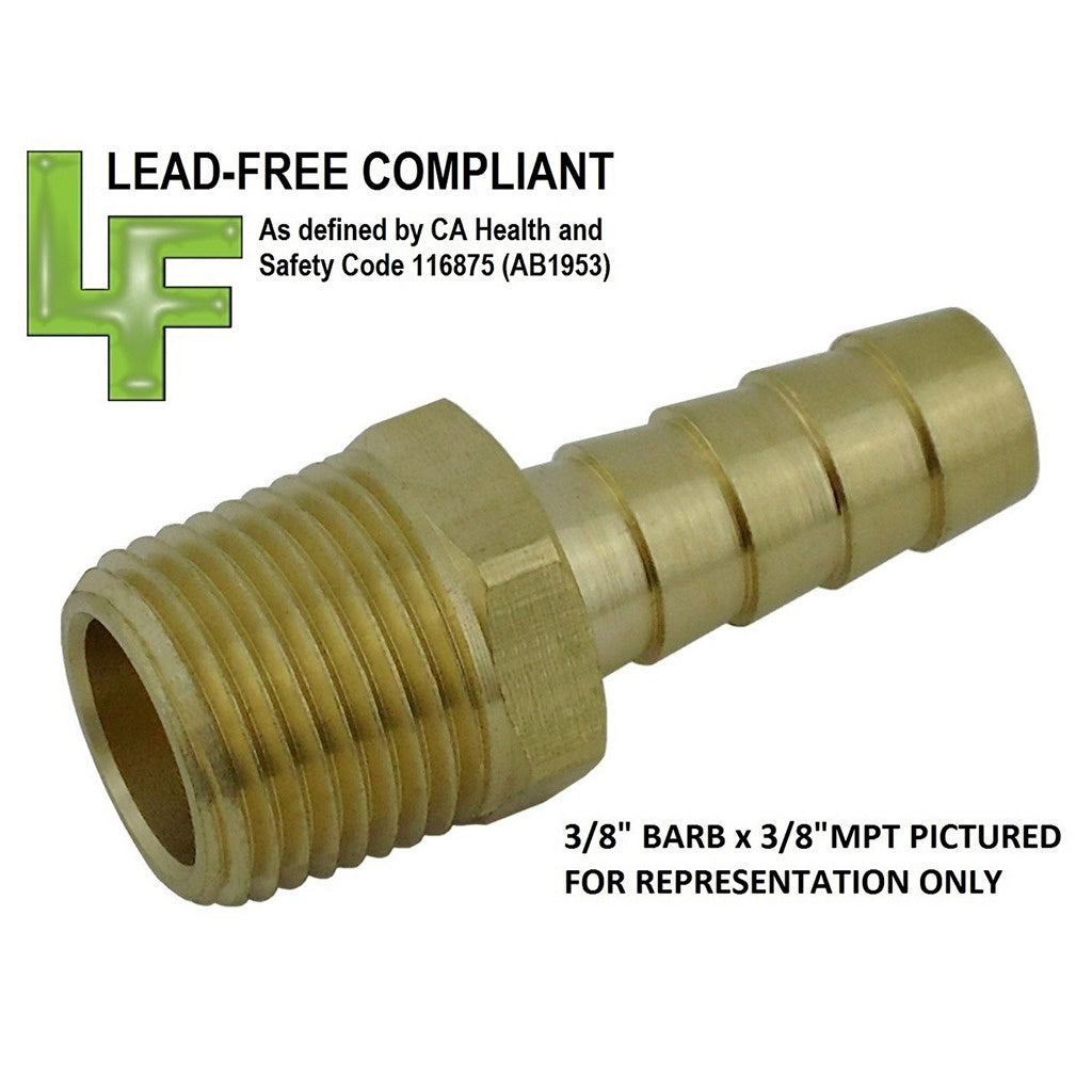 Adapter, 1/4" B x 1/4" Male Pipe Thread Lead Free Brass