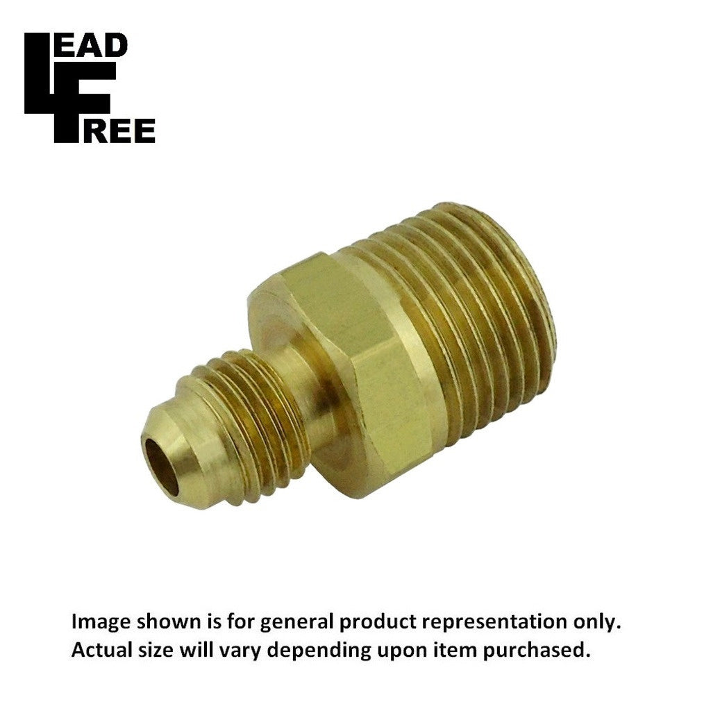 Adapter, 3/8" Male Flare x 1/2" Male Pipe Thread Lead Free Brass