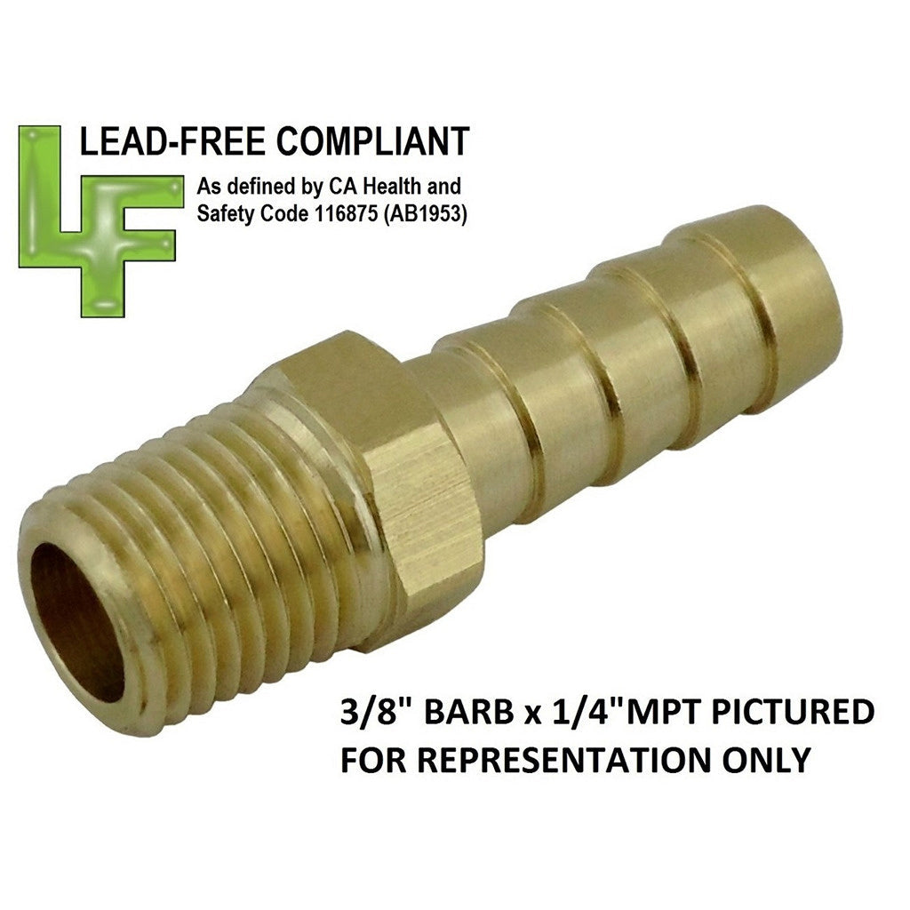 Adapter, 1/2" B x 3/8" Male Pipe Thread Lead Free Brass