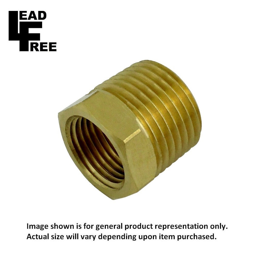 Bushing, 1/4" Female Pipe Thread x 3/8" Male Pipe Thread, Lead-Free Brass