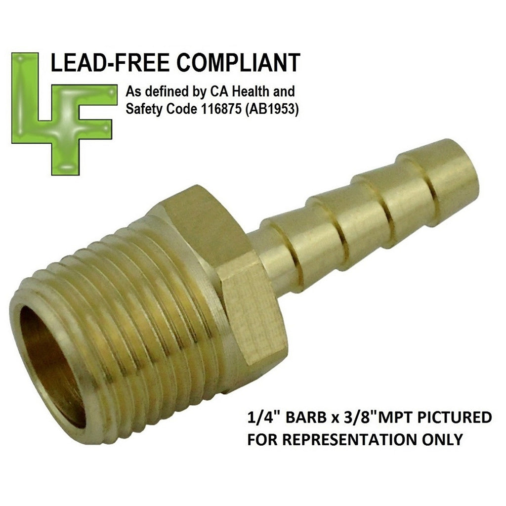 Adapter, 3/8" B x 1/2" Male Pipe Thread Lead Free Brass