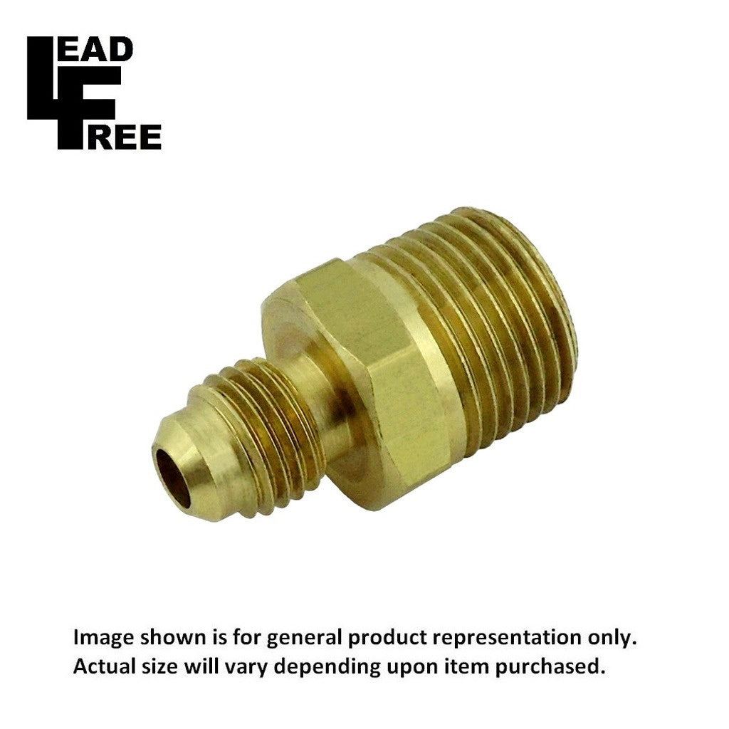 Adapter, 1/4" Male Flare x 1/2" Male Pipe Thread Lead Free Brass