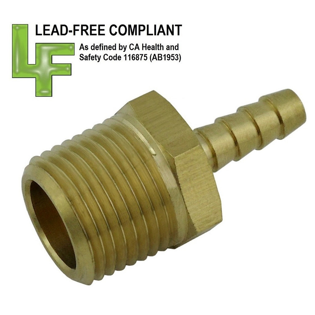 Adapter, 1/4" B x 1/2" Male Pipe Thread Lead Free Brass