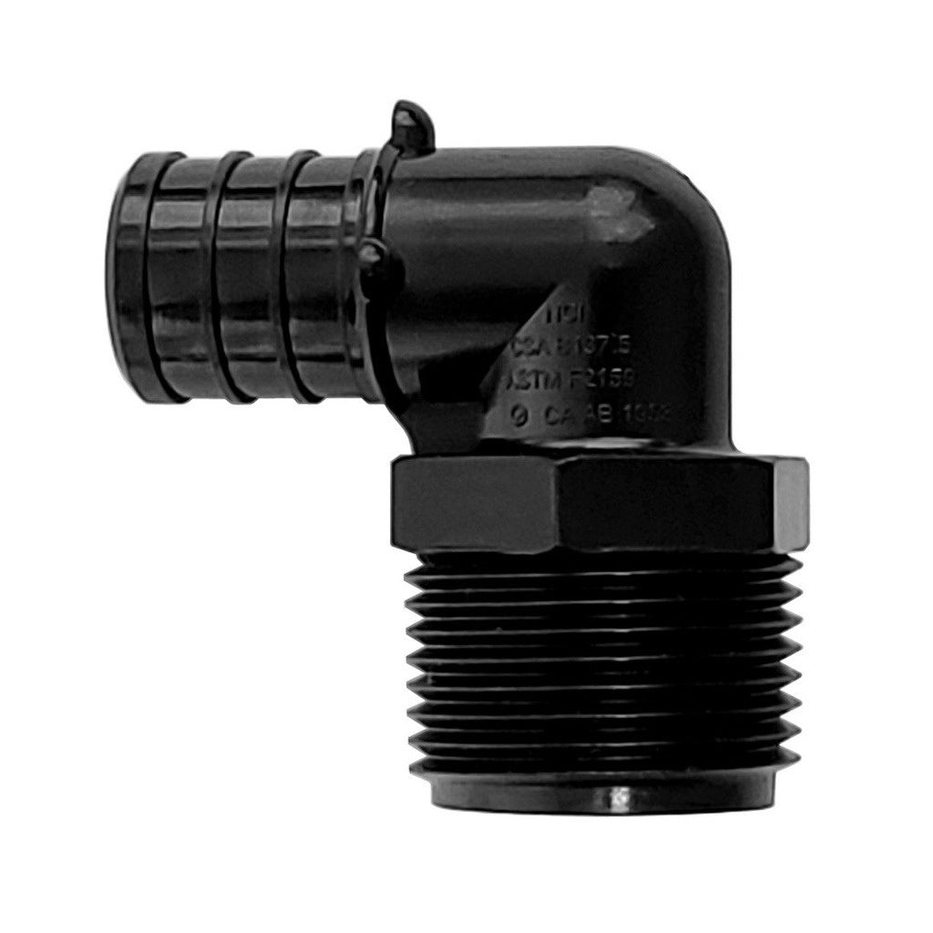 Pex 90° Elbow, 3/4" B Pex x 3/4" Male Pipe Thread