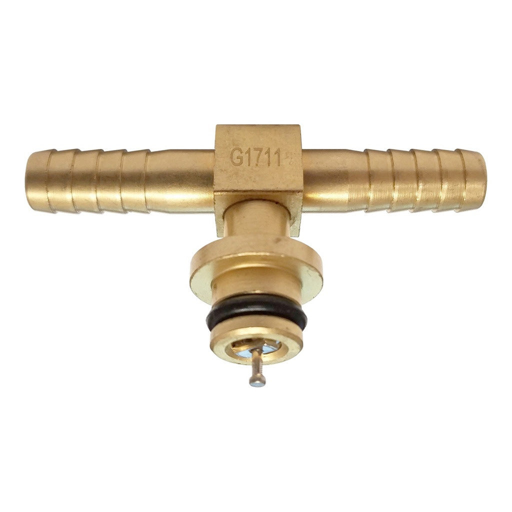 Shurflo Gas Tee Fitting, 1/4" Barb with Check Valve, Brass