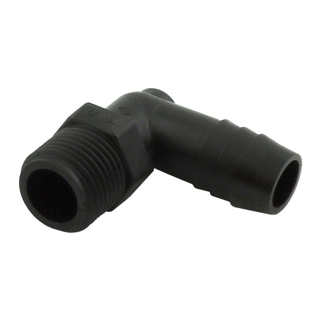 90° Elbow, 3/8" Male Pipe Thread x 1/2" B Poly