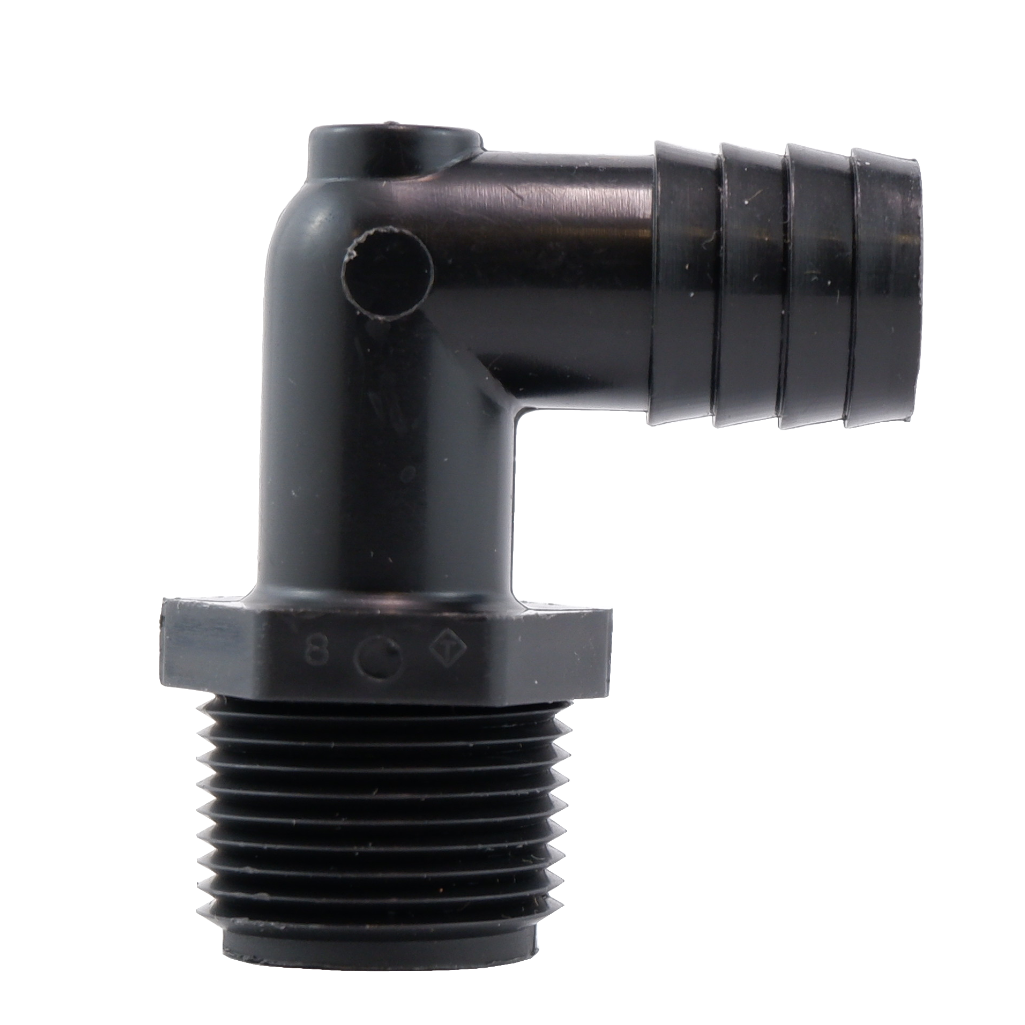 90° Elbow, 3/4" Male Pipe Thread x 3/4" B Poly