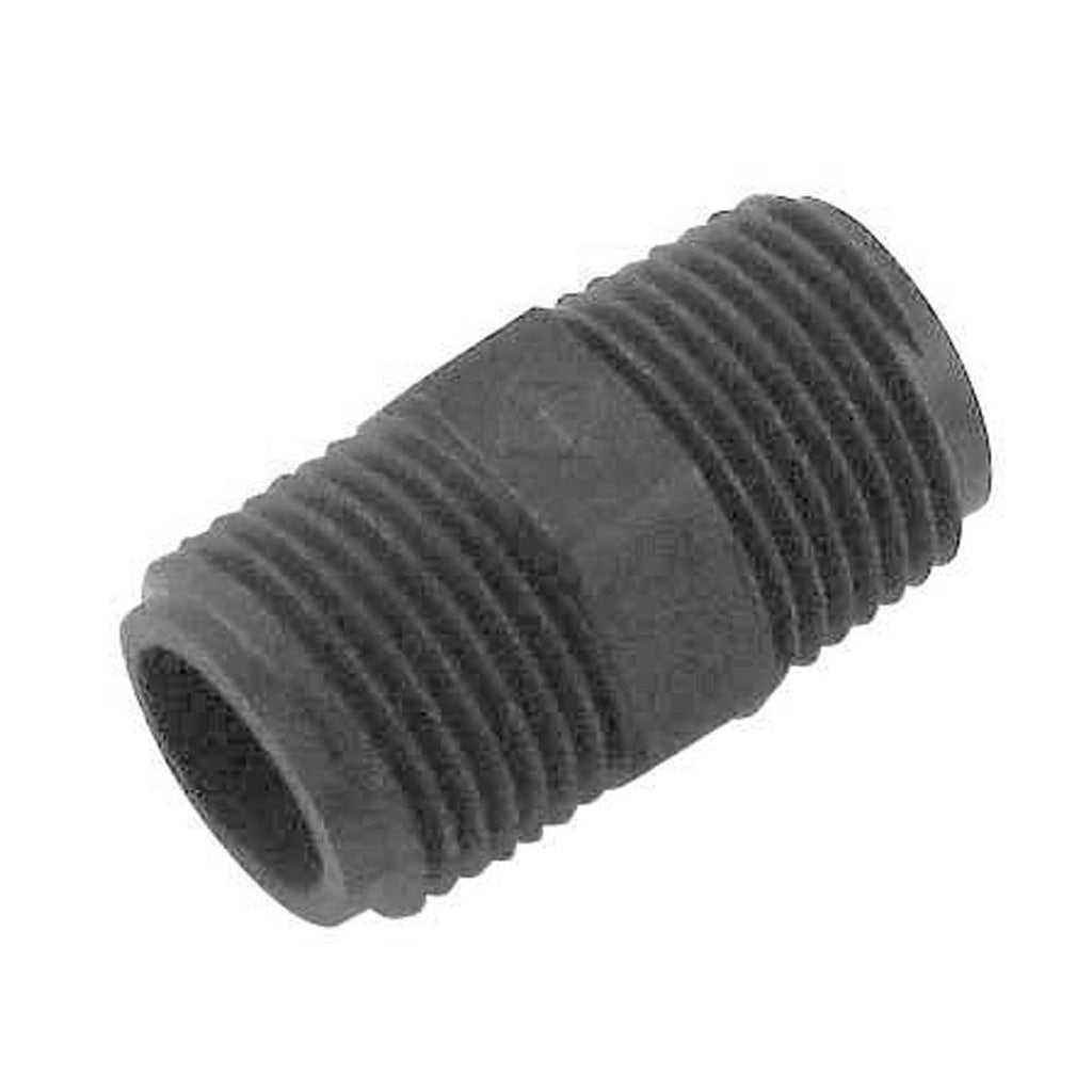 Hex Nipple, 3/8" Male Pipe Thread x 3/8" Male Pipe Thread Poly