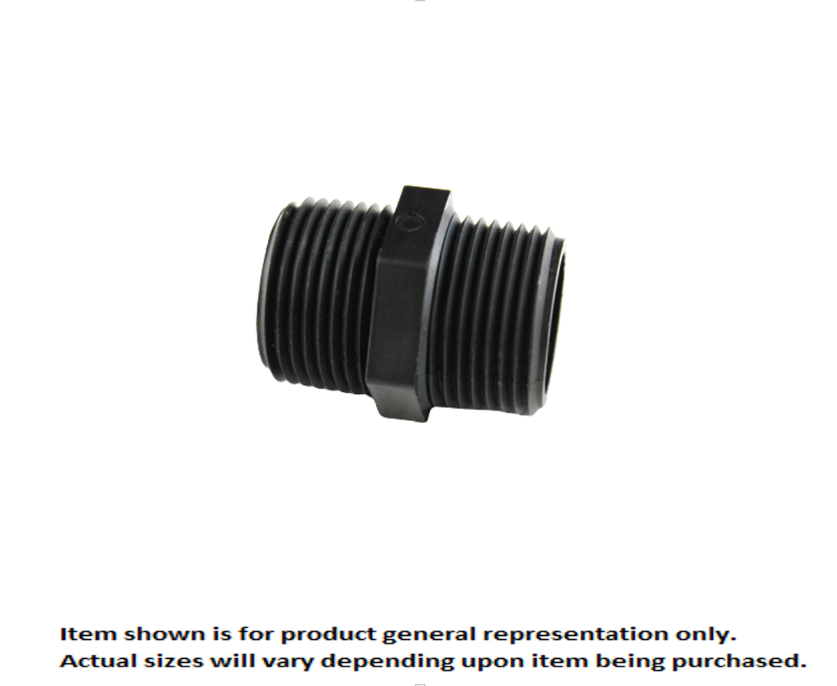 Hex Nipple,1/2" Male Pipe Thread x 1/2" Male Pipe Thread Poly
