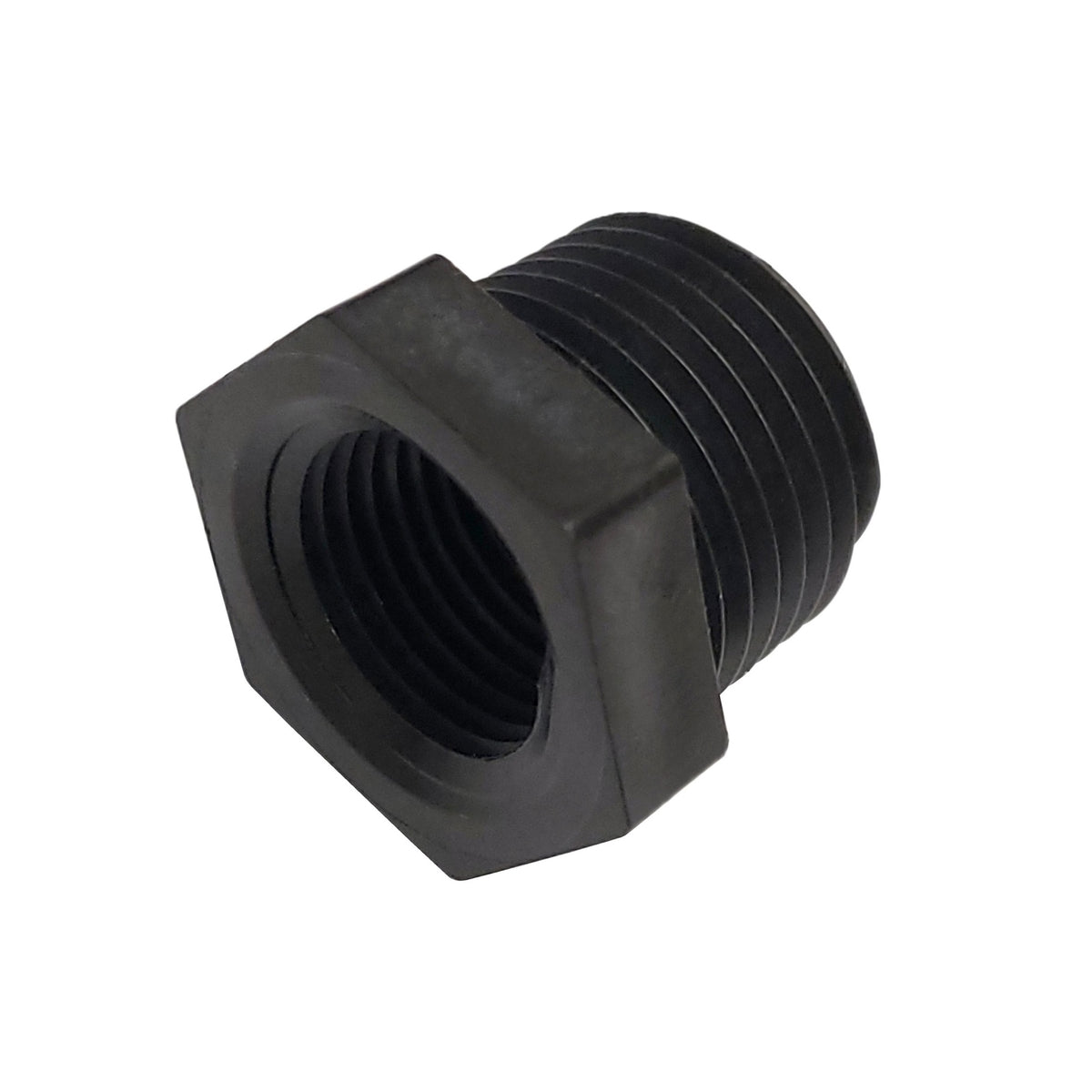 Bushing, 1/2" Male Pipe Thread x 3/8" Female Pipe Thread, Poly