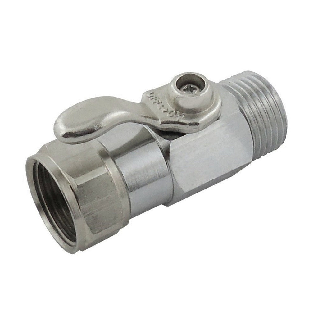 Krome Dispense Beer Shut Off Valve, FBT Swivel Nut x MBT, Stainless Steel