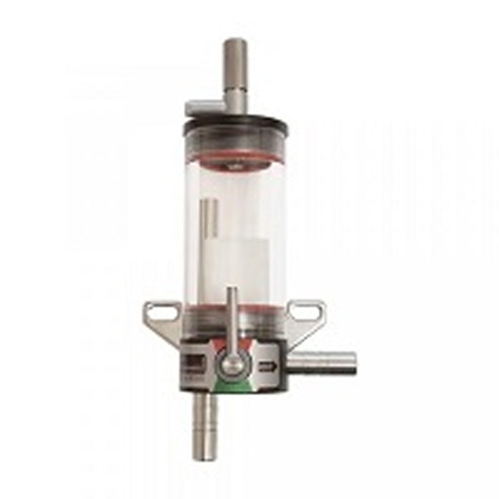 Foam Preventer, Right Hand, 3/8" Barb In/Out, Stainless Steel