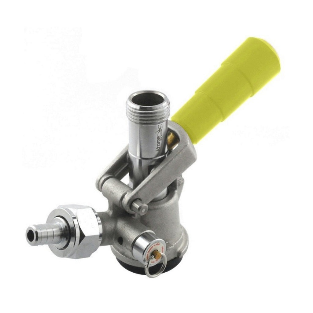 Krome Dispense Keg Coupler, American Sankey, Stainless Steel Body, Chrome Probe, Yellow
