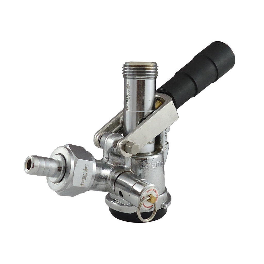 Krome Dispense Keg Coupler, American Sankey, Brass Body, Chrome Probe, Black