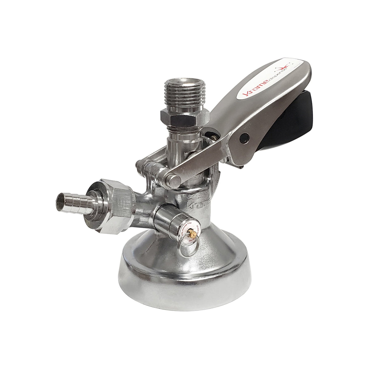 Krome Dispense Keg Coupler, G System, NSF Certified, Pressure Relief Valve, 1/2" BSP, Brass Body, Stainless Steel Probe