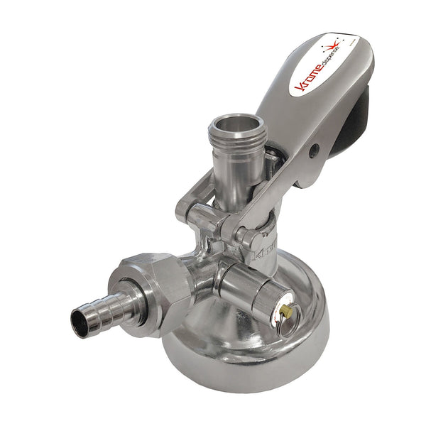 Krome Dispense Keg Coupler with Pressure Release Valve, 5/8" Thread, Brass Body, Stainless Steel Probe