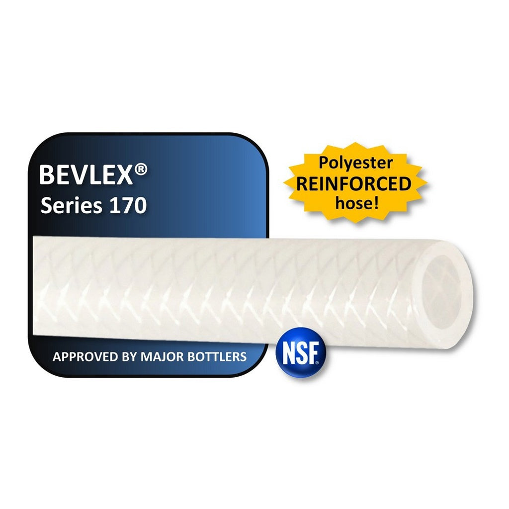 Bevlex Series 170 Polyethylene Beverage Hose, Translucent White, 3/8" ID x 19/32" OD, 300 ft