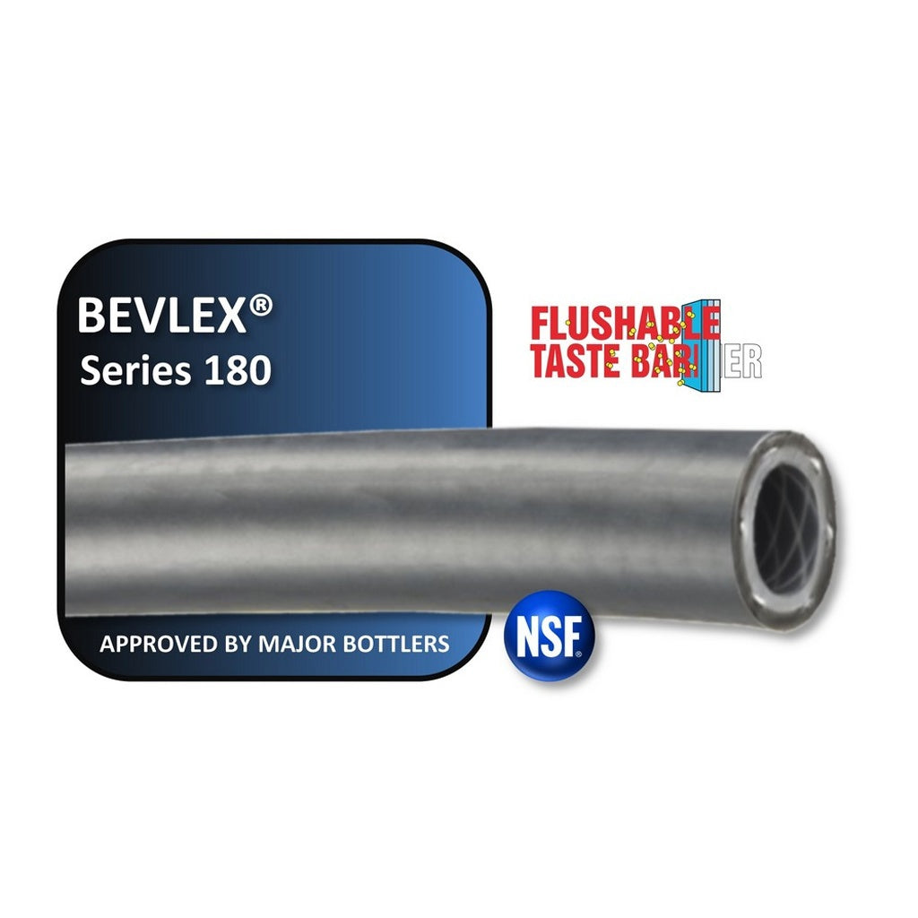 Bevlex Plus Series 180 Reinforced Hose, Silver/Black, 1/4" ID x 29/64" OD, 100 ft