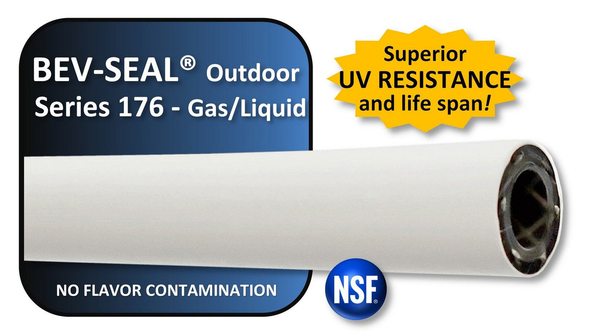 Bev-Seal Series 176 UV Resistant Supply Hose, White, 3/8" ID x 19/32" OD, 300 ft
