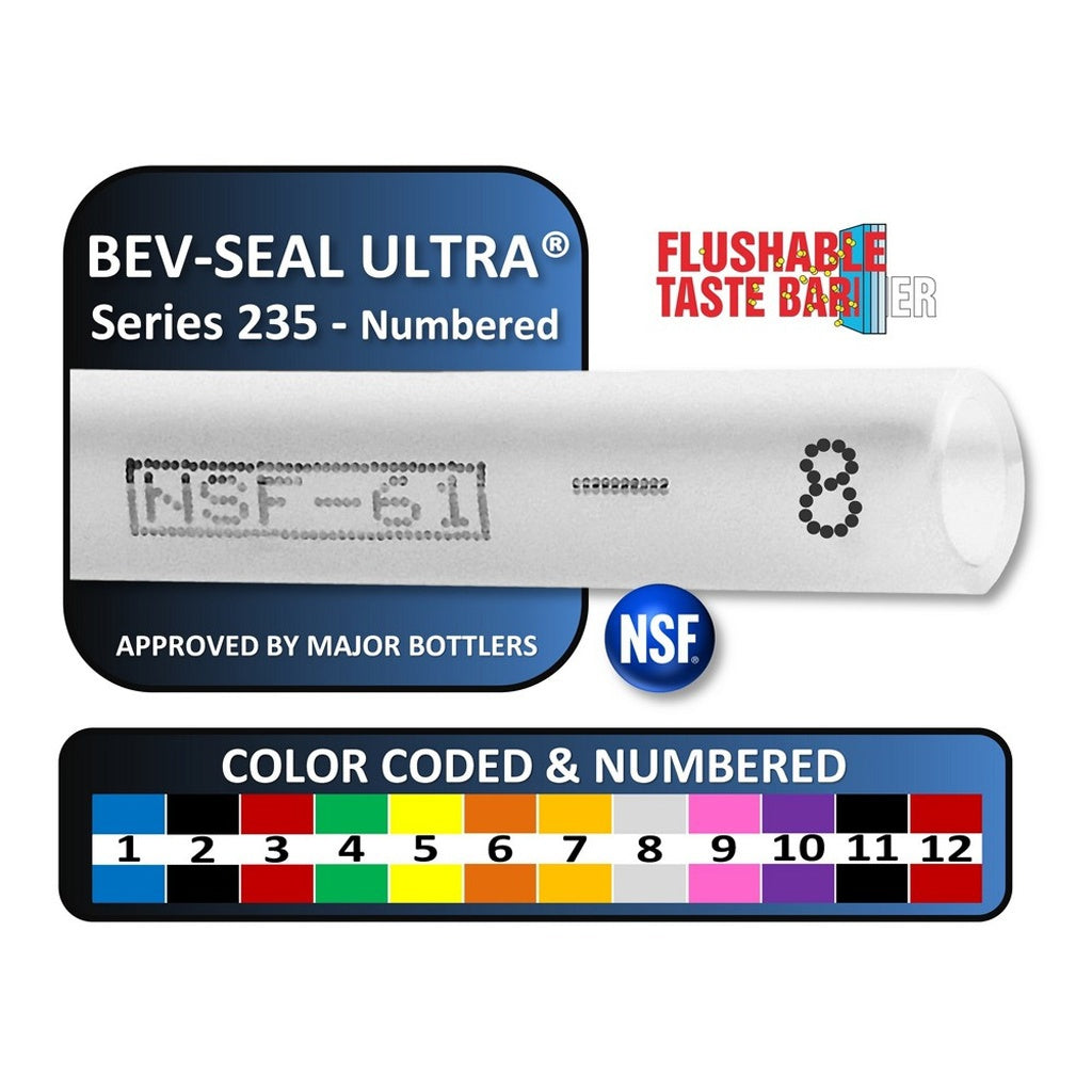 Bev-Seal Ultra Series 235 Barrier Tubing #8, White, 3/8" ID x 1/2" OD, 500 ft