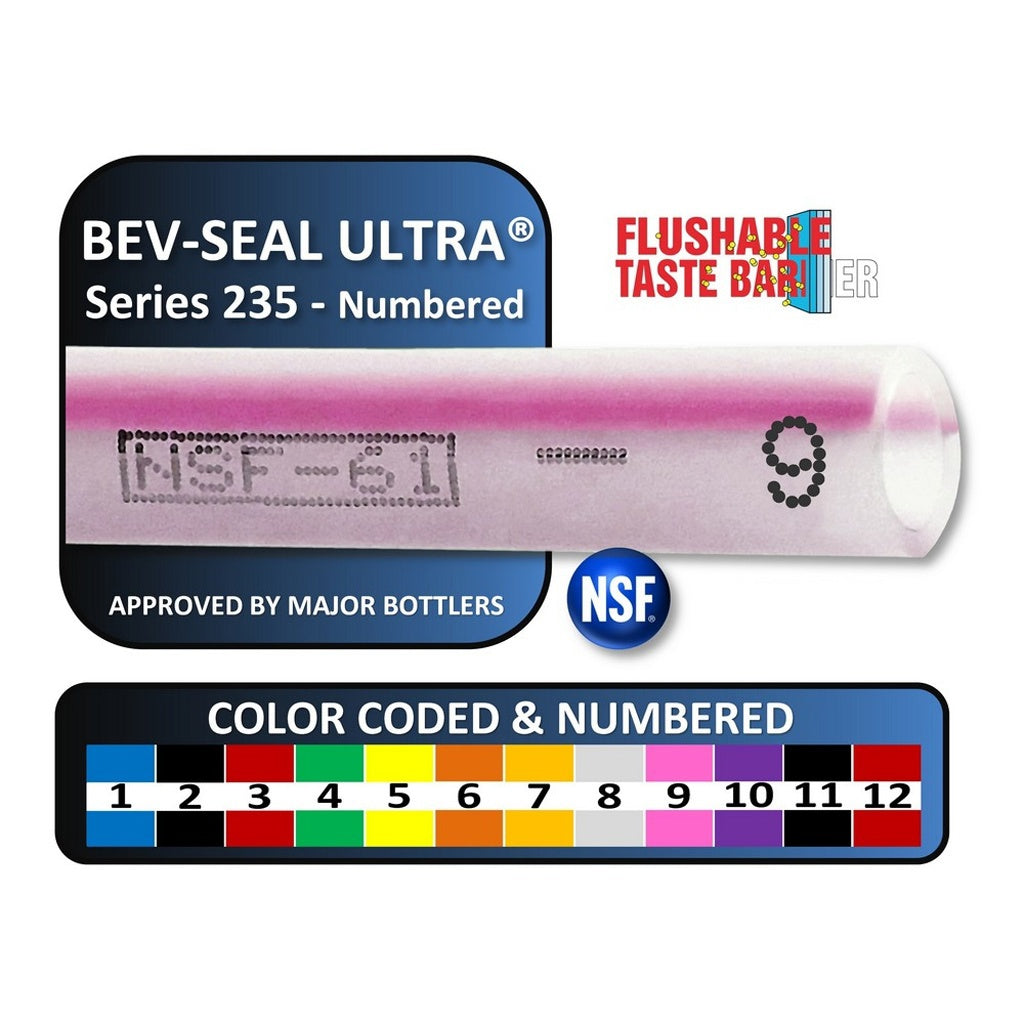 Bev-Seal Ultra Series 235 Barrier Tubing #9, Pink, 3/8" ID x 1/2" OD, 500 ft