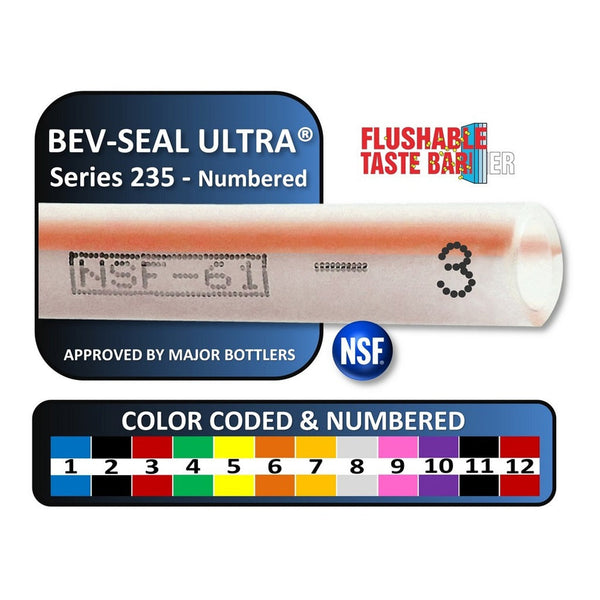 Bev-Seal Ultra Series 235 Barrier Tubing #3, Red, 1/4" ID x 3/8" OD, 500 ft