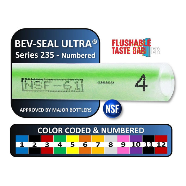 Bev-Seal Ultra Series 235 Barrier Tubing #4, Green, 1/4" ID x 3/8" OD, 500 ft