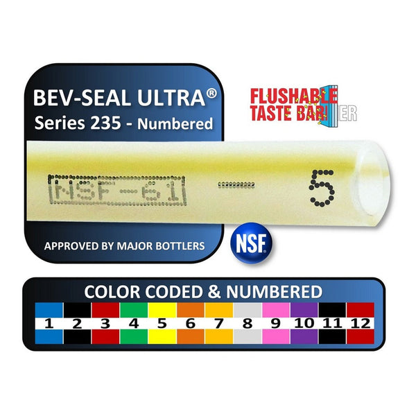 Bev-Seal Ultra Series 235 Barrier Tubing #5, Yellow, 1/4" ID x 3/8" OD, 500 ft