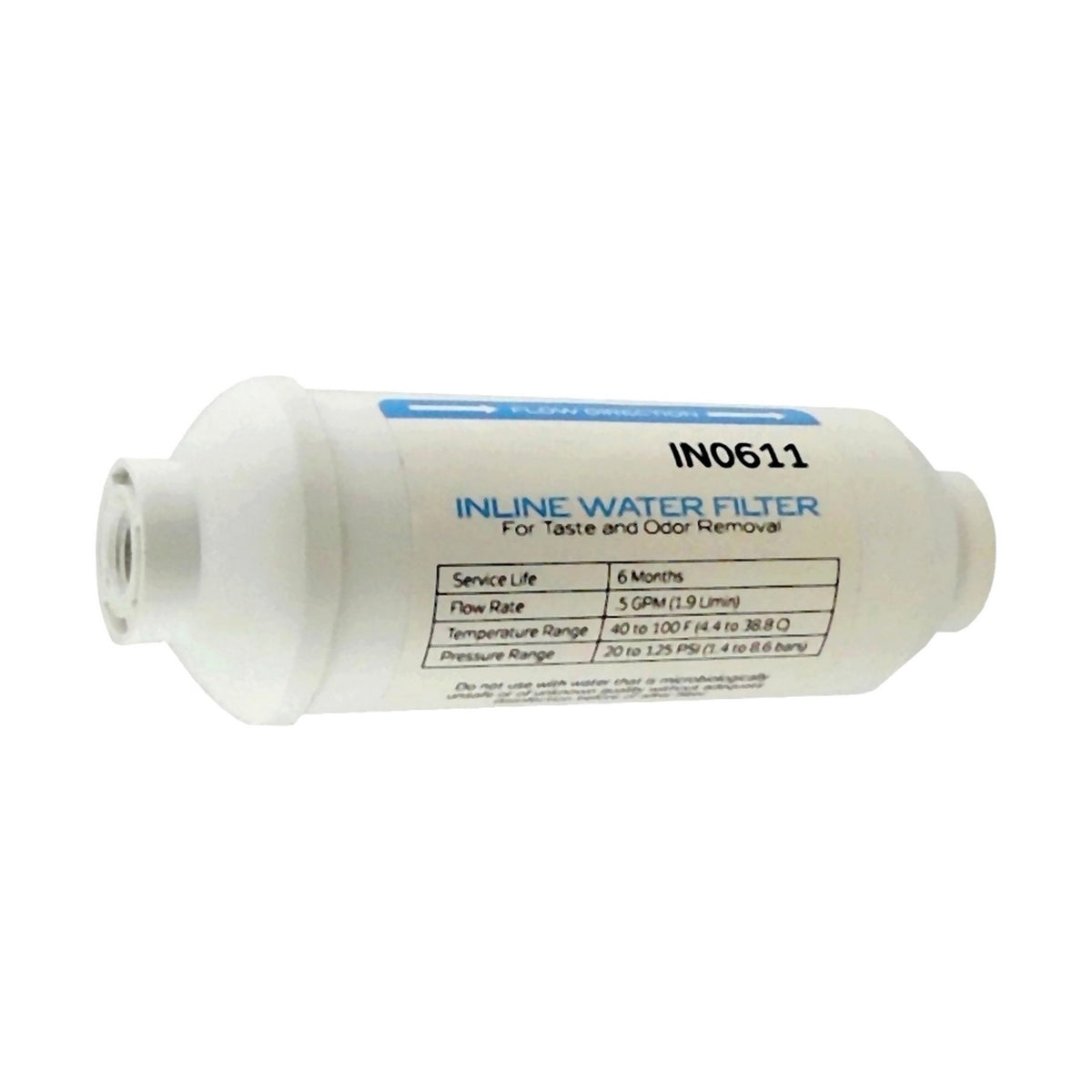 Good Water Warehouse 6" In-line Water Filter, 1/4"FPT (Coco Gac)
