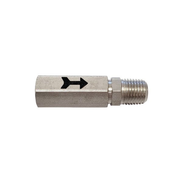 Single Check Valve, 1/4" Female Pipe Thread > 1/4" Male Pipe Thread, 304 Stainless Steel