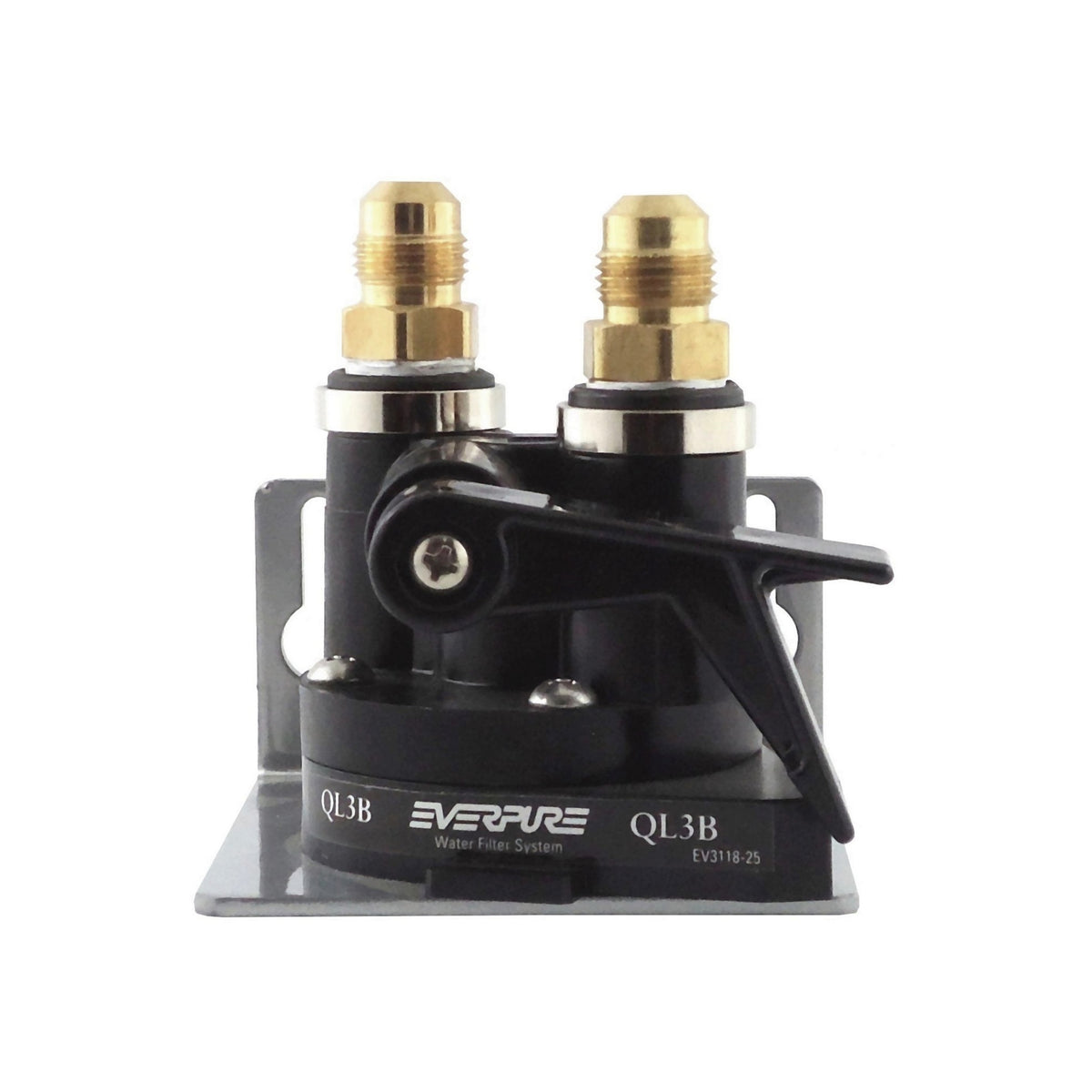 Everpure QL3B Filter Head, 3/8" Male Flare Fittings with Shutoff