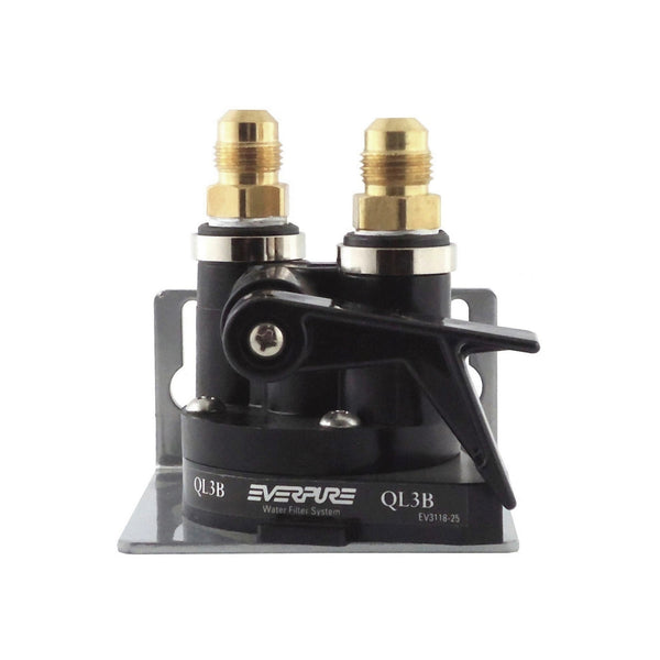 Everpure QL3B Filter Head, 3/8" Male Flare Fittings with Shutoff
