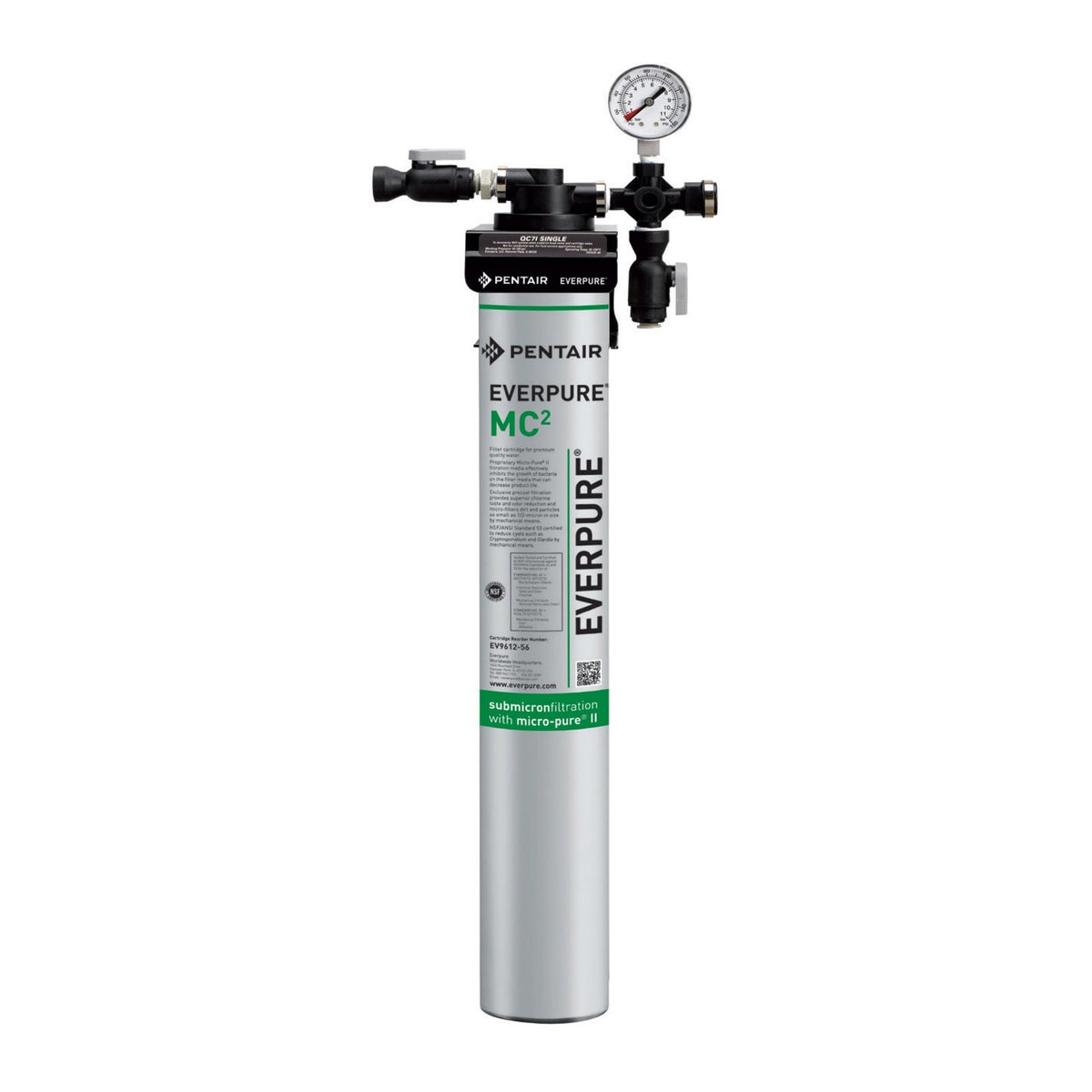 Everpure EV9275-01 QC71 Single MC² Filtration System, 0.5 Micron, 1.67 GPM
