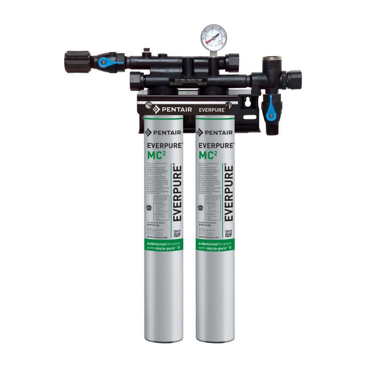 Everpure EV9275-02 QC71 Twin MC² Filtration System, 0.5 Micron, 3.34 GPM