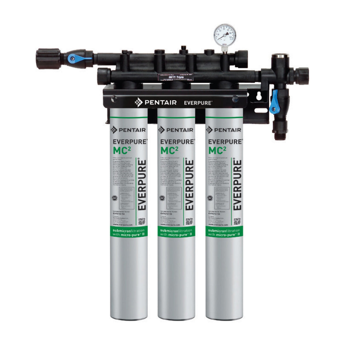 Everpure EV9275-03 QC71 Triple MC² Filtration System, 0.5 Micron, 5 GPM