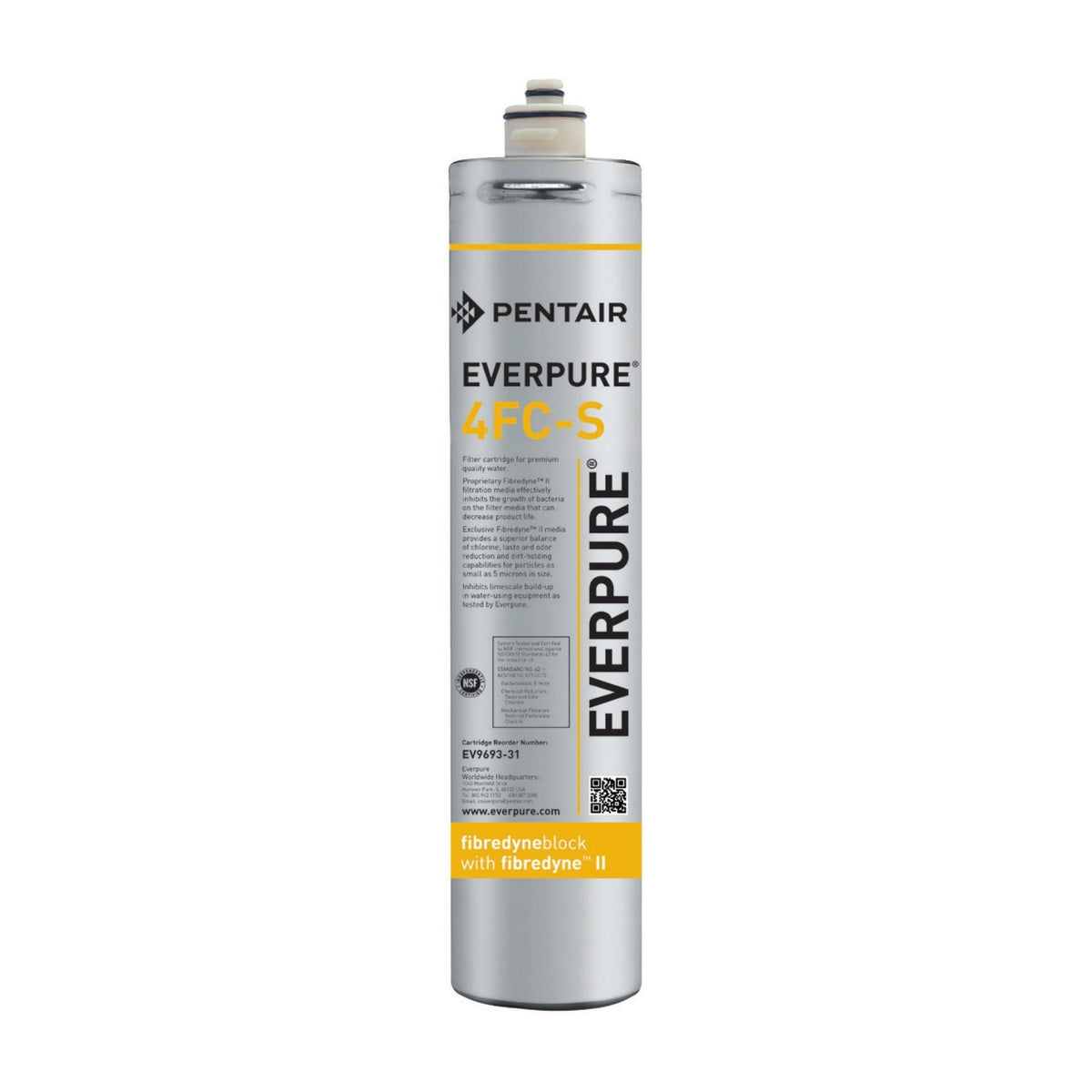 Everpure EV9692-37 4FC-S Water Filter Cartridge with Scale Inhibitor, 0.5 Micron, 2.5 GPM